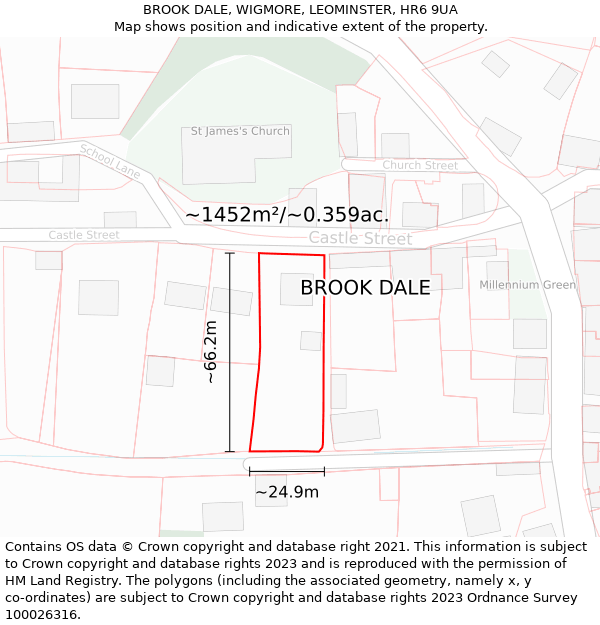 BROOK DALE, WIGMORE, LEOMINSTER, HR6 9UA: Plot and title map