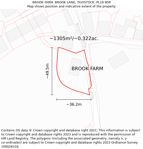 BROOK FARM, BROOK LANE, TAVISTOCK, PL19 9DP: Plot and title map