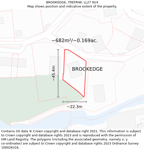 BROOKEDGE, TREFRIW, LL27 0UX: Plot and title map