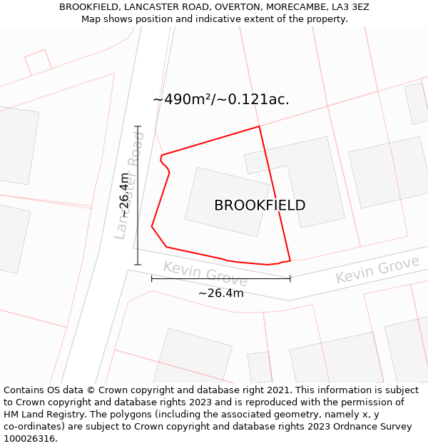 BROOKFIELD, LANCASTER ROAD, OVERTON, MORECAMBE, LA3 3EZ: Plot and title map