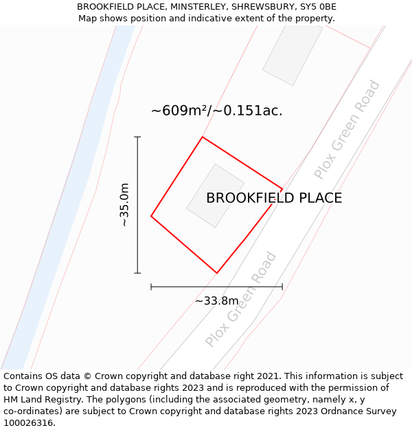 BROOKFIELD PLACE, MINSTERLEY, SHREWSBURY, SY5 0BE: Plot and title map