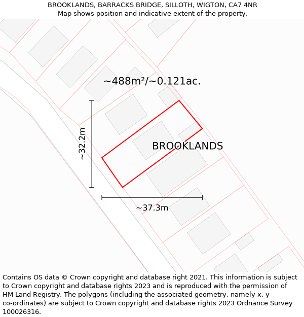 BROOKLANDS, BARRACKS BRIDGE, SILLOTH, WIGTON, CA7 4NR: Plot and title map