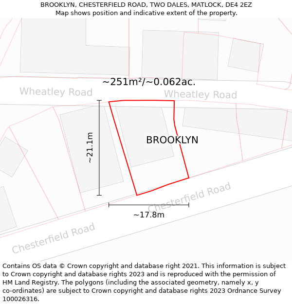 BROOKLYN, CHESTERFIELD ROAD, TWO DALES, MATLOCK, DE4 2EZ: Plot and title map