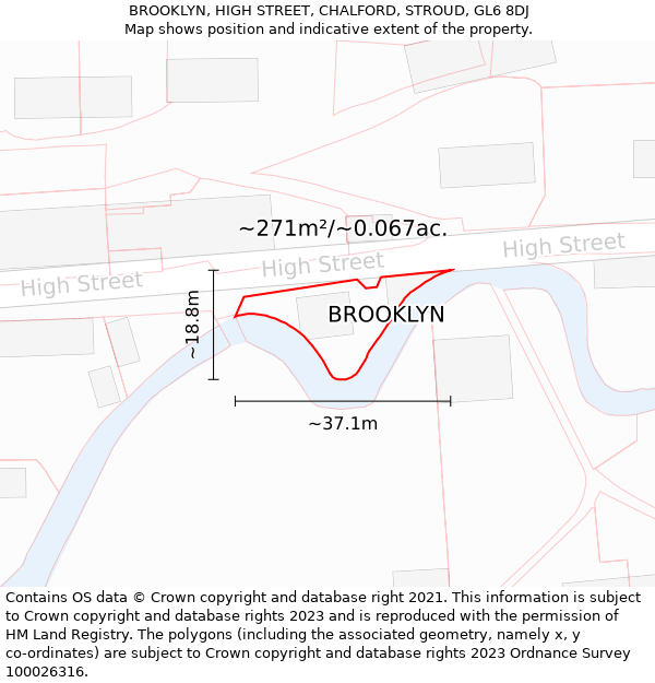 BROOKLYN, HIGH STREET, CHALFORD, STROUD, GL6 8DJ: Plot and title map