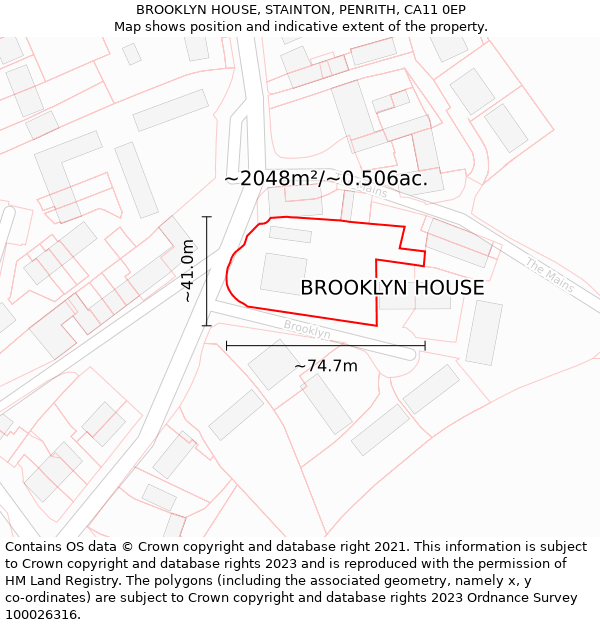 BROOKLYN HOUSE, STAINTON, PENRITH, CA11 0EP: Plot and title map