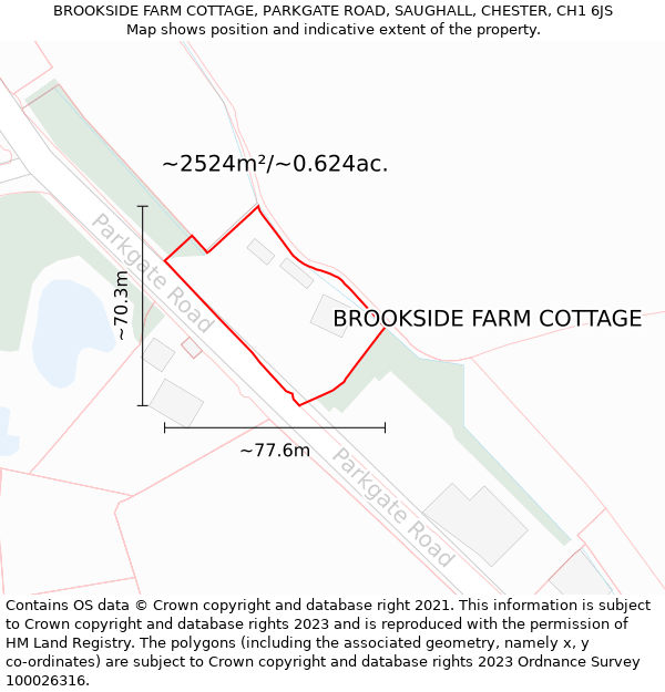 BROOKSIDE FARM COTTAGE, PARKGATE ROAD, SAUGHALL, CHESTER, CH1 6JS: Plot and title map