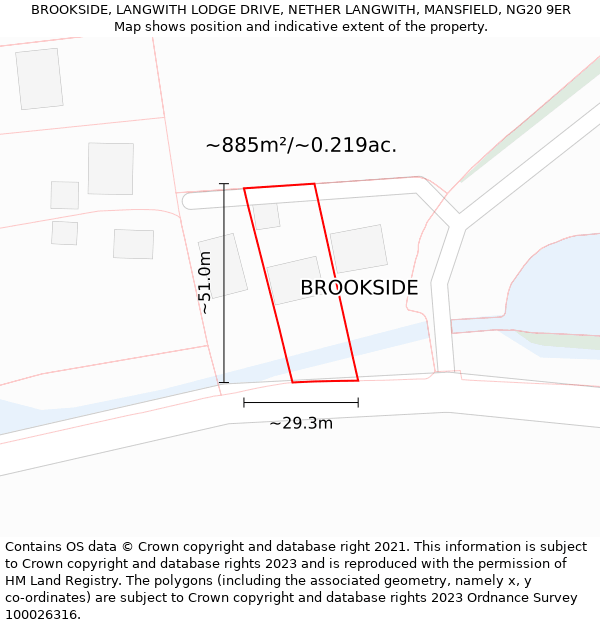 BROOKSIDE, LANGWITH LODGE DRIVE, NETHER LANGWITH, MANSFIELD, NG20 9ER: Plot and title map