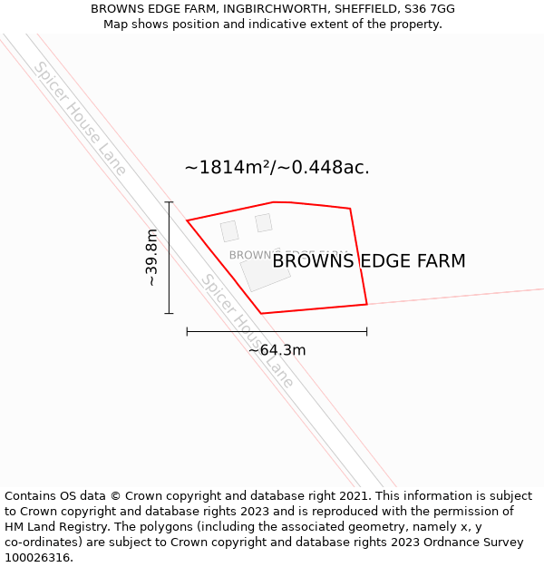 BROWNS EDGE FARM, INGBIRCHWORTH, SHEFFIELD, S36 7GG: Plot and title map