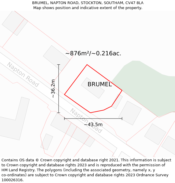 BRUMEL, NAPTON ROAD, STOCKTON, SOUTHAM, CV47 8LA: Plot and title map