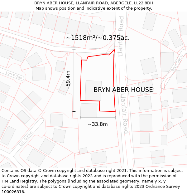 BRYN ABER HOUSE, LLANFAIR ROAD, ABERGELE, LL22 8DH: Plot and title map