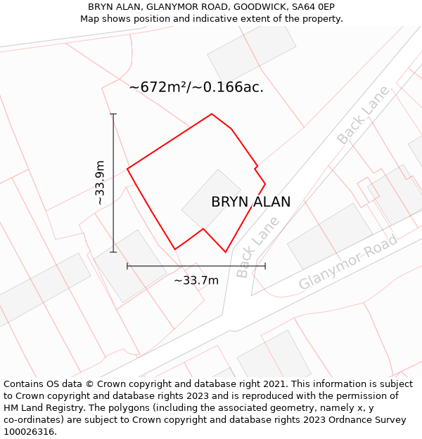 BRYN ALAN, GLANYMOR ROAD, GOODWICK, SA64 0EP: Plot and title map