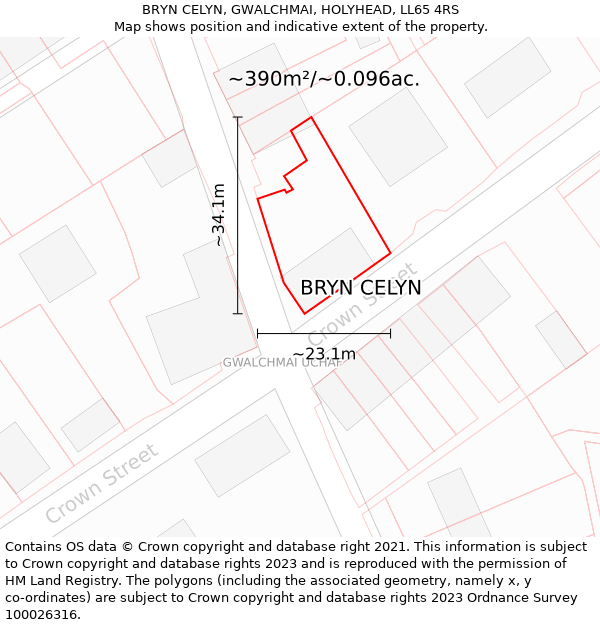 BRYN CELYN, GWALCHMAI, HOLYHEAD, LL65 4RS: Plot and title map