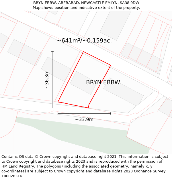 BRYN EBBW, ABERARAD, NEWCASTLE EMLYN, SA38 9DW: Plot and title map