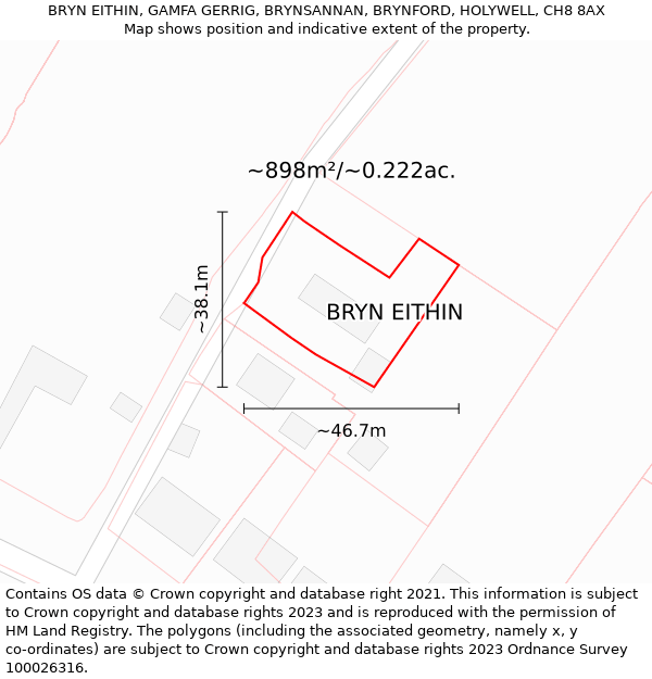 BRYN EITHIN, GAMFA GERRIG, BRYNSANNAN, BRYNFORD, HOLYWELL, CH8 8AX: Plot and title map