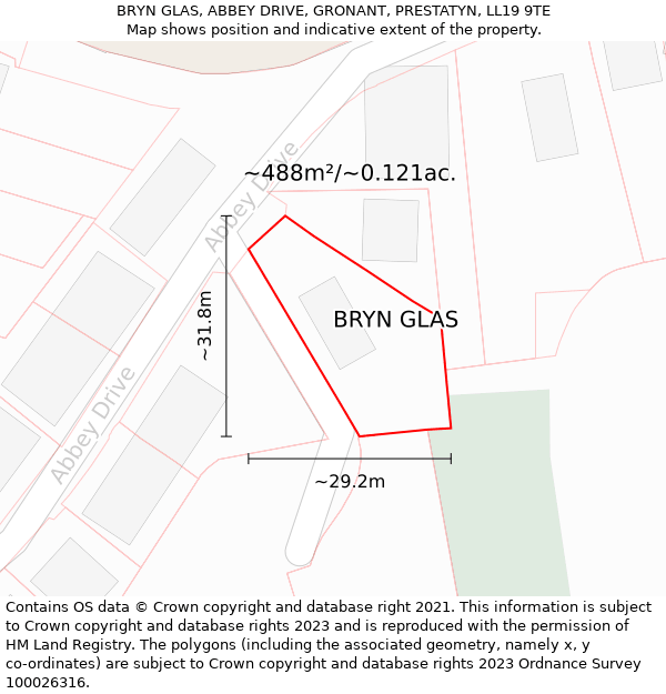 BRYN GLAS, ABBEY DRIVE, GRONANT, PRESTATYN, LL19 9TE: Plot and title map