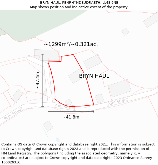 BRYN HAUL, PENRHYNDEUDRAETH, LL48 6NB: Plot and title map