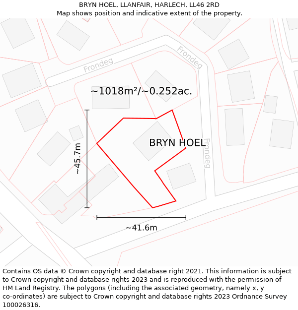 BRYN HOEL, LLANFAIR, HARLECH, LL46 2RD: Plot and title map