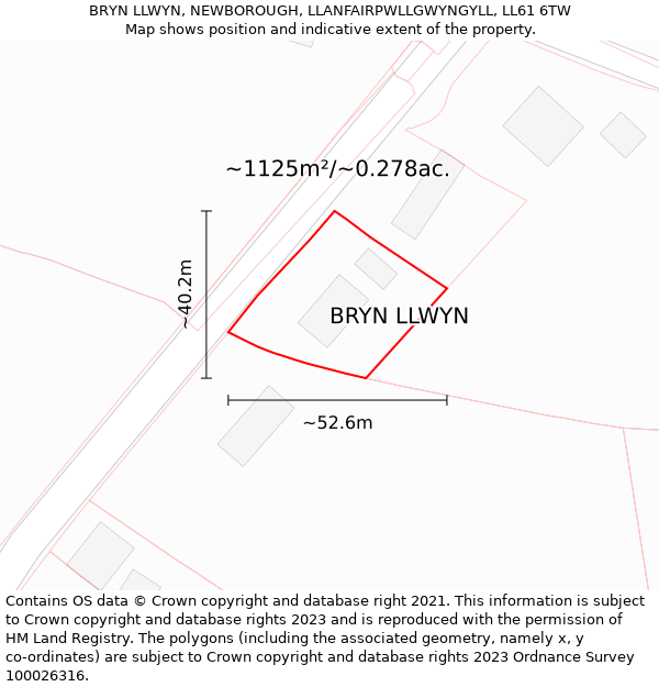 BRYN LLWYN, NEWBOROUGH, LLANFAIRPWLLGWYNGYLL, LL61 6TW: Plot and title map