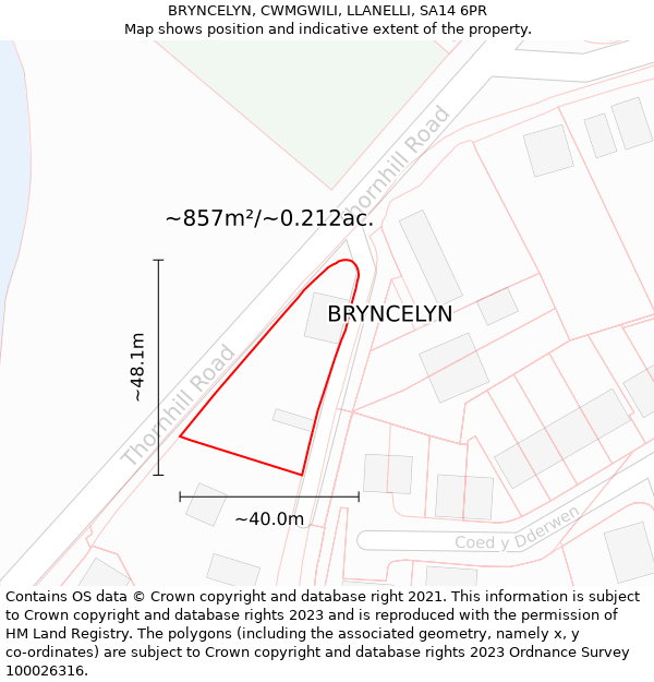 BRYNCELYN, CWMGWILI, LLANELLI, SA14 6PR: Plot and title map