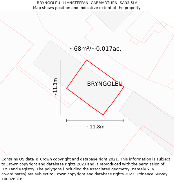 BRYNGOLEU, LLANSTEFFAN, CARMARTHEN, SA33 5LA: Plot and title map