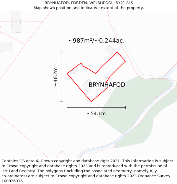 BRYNHAFOD, FORDEN, WELSHPOOL, SY21 8LS: Plot and title map