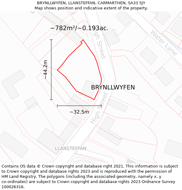 BRYNLLWYFEN, LLANSTEFFAN, CARMARTHEN, SA33 5JY: Plot and title map