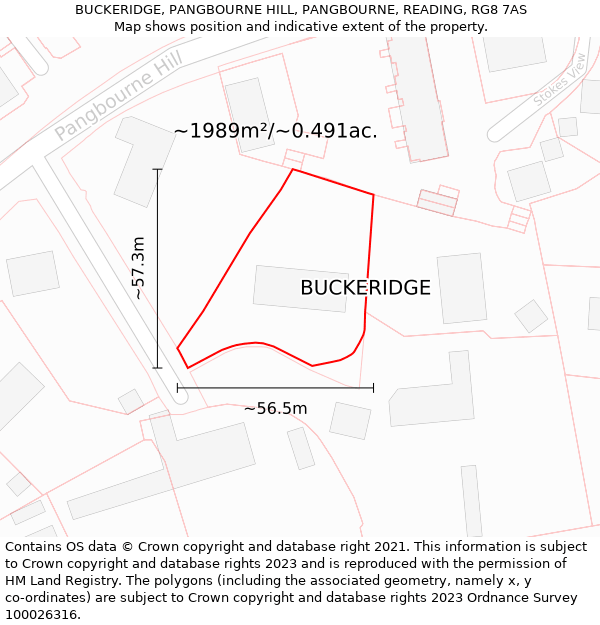 BUCKERIDGE, PANGBOURNE HILL, PANGBOURNE, READING, RG8 7AS: Plot and title map