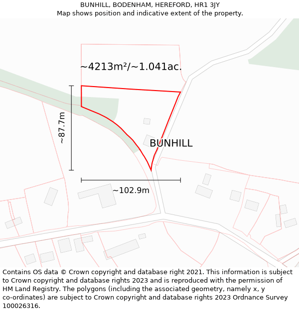 BUNHILL, BODENHAM, HEREFORD, HR1 3JY: Plot and title map