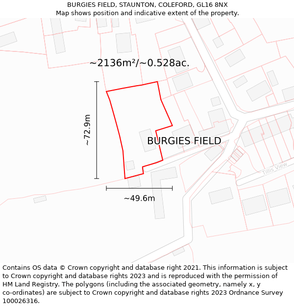 BURGIES FIELD, STAUNTON, COLEFORD, GL16 8NX: Plot and title map