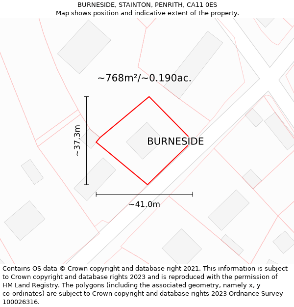 BURNESIDE, STAINTON, PENRITH, CA11 0ES: Plot and title map