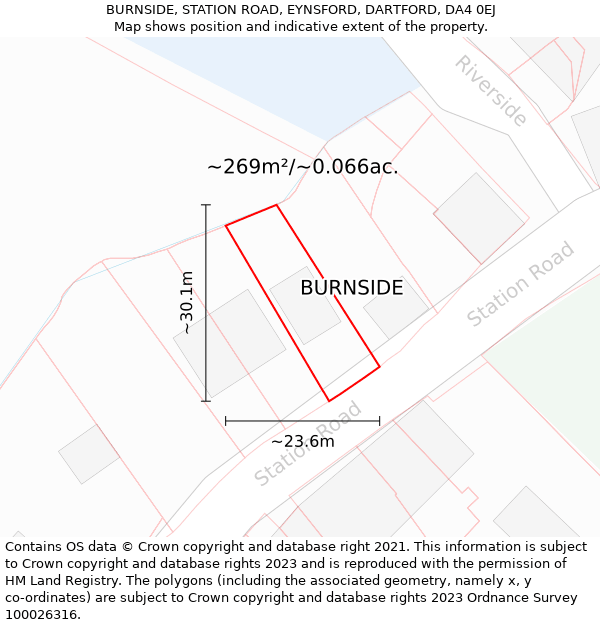 BURNSIDE, STATION ROAD, EYNSFORD, DARTFORD, DA4 0EJ: Plot and title map