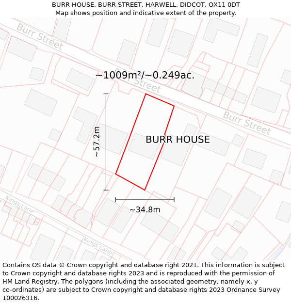 BURR HOUSE, BURR STREET, HARWELL, DIDCOT, OX11 0DT: Plot and title map