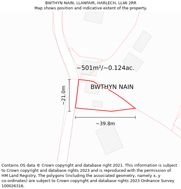 BWTHYN NAIN, LLANFAIR, HARLECH, LL46 2RR: Plot and title map