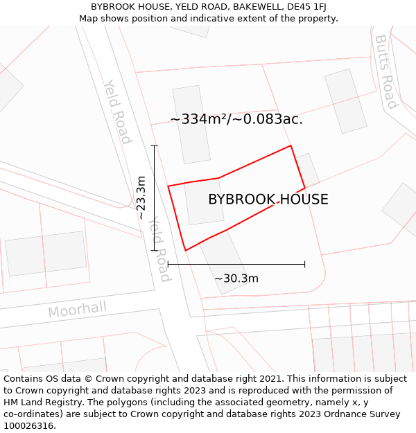 BYBROOK HOUSE, YELD ROAD, BAKEWELL, DE45 1FJ: Plot and title map