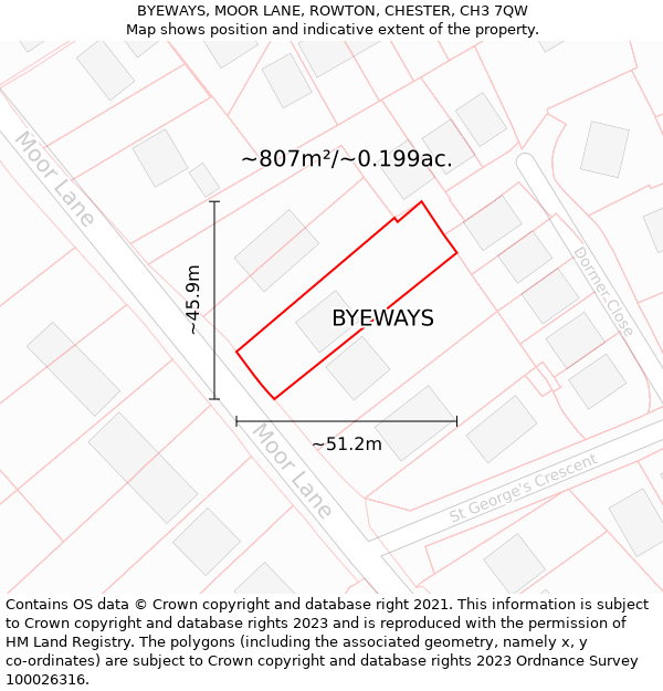 BYEWAYS, MOOR LANE, ROWTON, CHESTER, CH3 7QW: Plot and title map