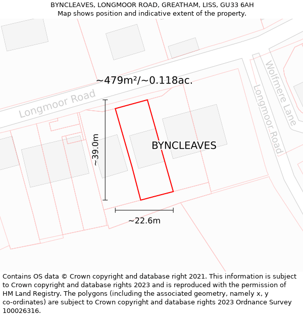 BYNCLEAVES, LONGMOOR ROAD, GREATHAM, LISS, GU33 6AH: Plot and title map