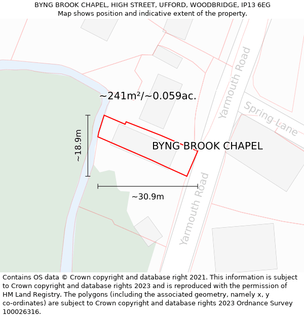 BYNG BROOK CHAPEL, HIGH STREET, UFFORD, WOODBRIDGE, IP13 6EG: Plot and title map