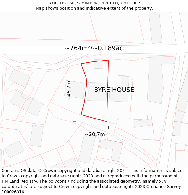BYRE HOUSE, STAINTON, PENRITH, CA11 0EP: Plot and title map