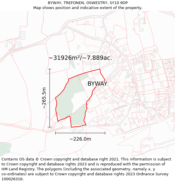 BYWAY, TREFONEN, OSWESTRY, SY10 9DP: Plot and title map