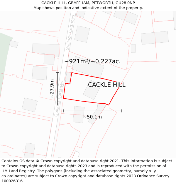 CACKLE HILL, GRAFFHAM, PETWORTH, GU28 0NP: Plot and title map