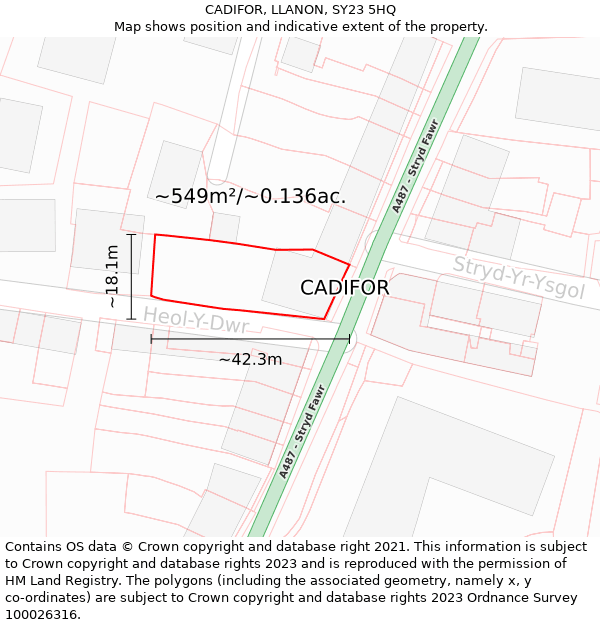 CADIFOR, LLANON, SY23 5HQ: Plot and title map