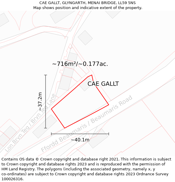 CAE GALLT, GLYNGARTH, MENAI BRIDGE, LL59 5NS: Plot and title map