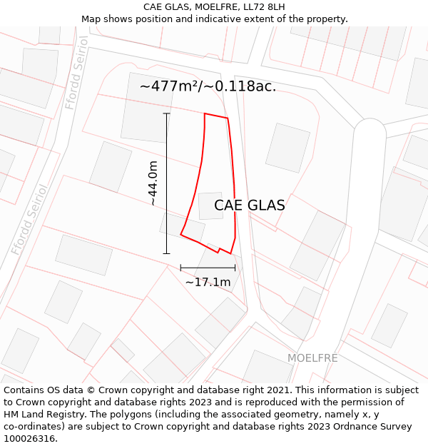 CAE GLAS, MOELFRE, LL72 8LH: Plot and title map