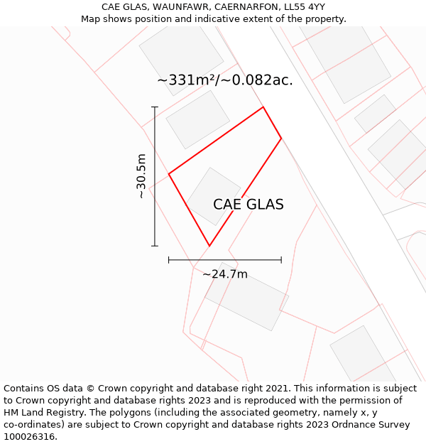 CAE GLAS, WAUNFAWR, CAERNARFON, LL55 4YY: Plot and title map