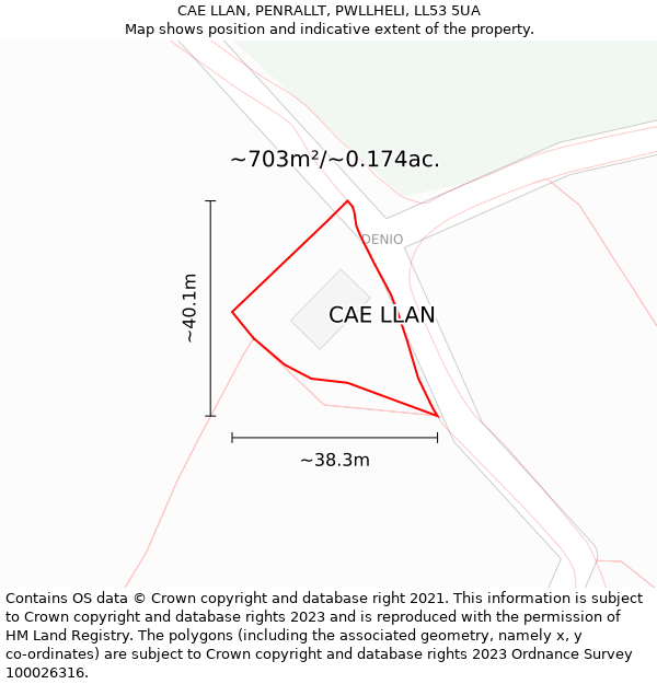 CAE LLAN, PENRALLT, PWLLHELI, LL53 5UA: Plot and title map