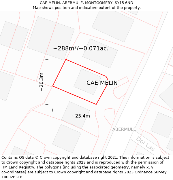 CAE MELIN, ABERMULE, MONTGOMERY, SY15 6ND: Plot and title map