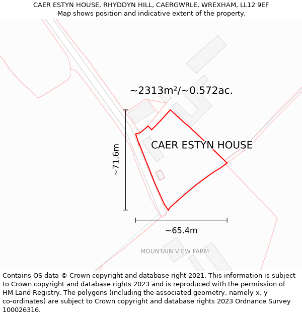 CAER ESTYN HOUSE, RHYDDYN HILL, CAERGWRLE, WREXHAM, LL12 9EF: Plot and title map