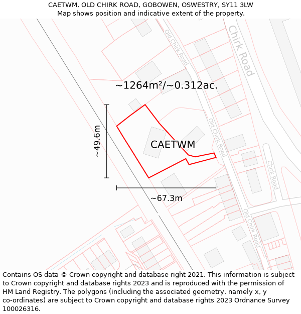 CAETWM, OLD CHIRK ROAD, GOBOWEN, OSWESTRY, SY11 3LW: Plot and title map