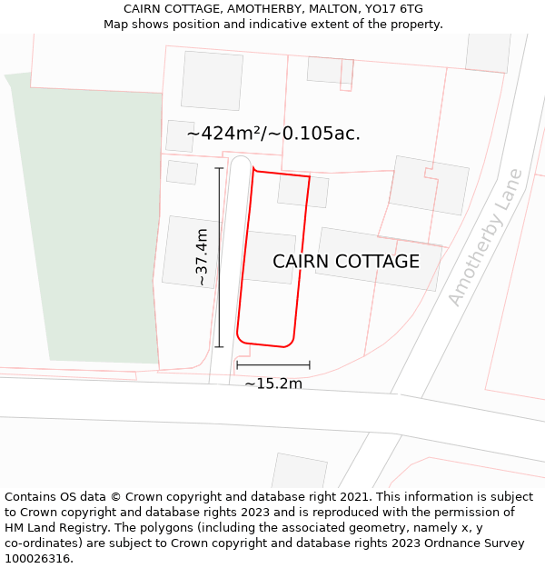 CAIRN COTTAGE, AMOTHERBY, MALTON, YO17 6TG: Plot and title map