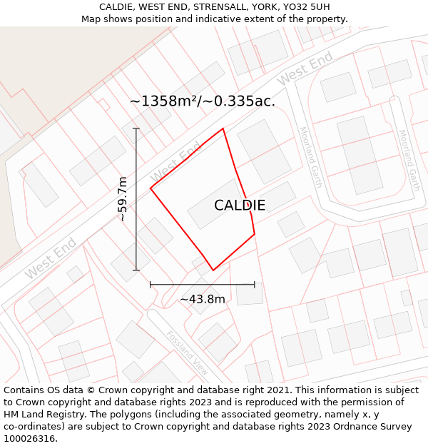 CALDIE, WEST END, STRENSALL, YORK, YO32 5UH: Plot and title map